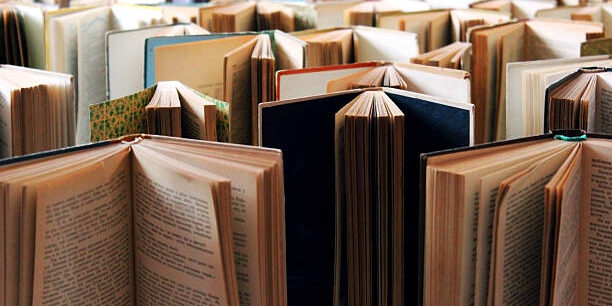 Old vintage books to the horizon